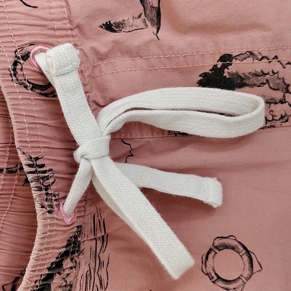 Men 30 pink (salmon) Banks boardshorts.  White hawaiian pattern. - Picture 3 of 5